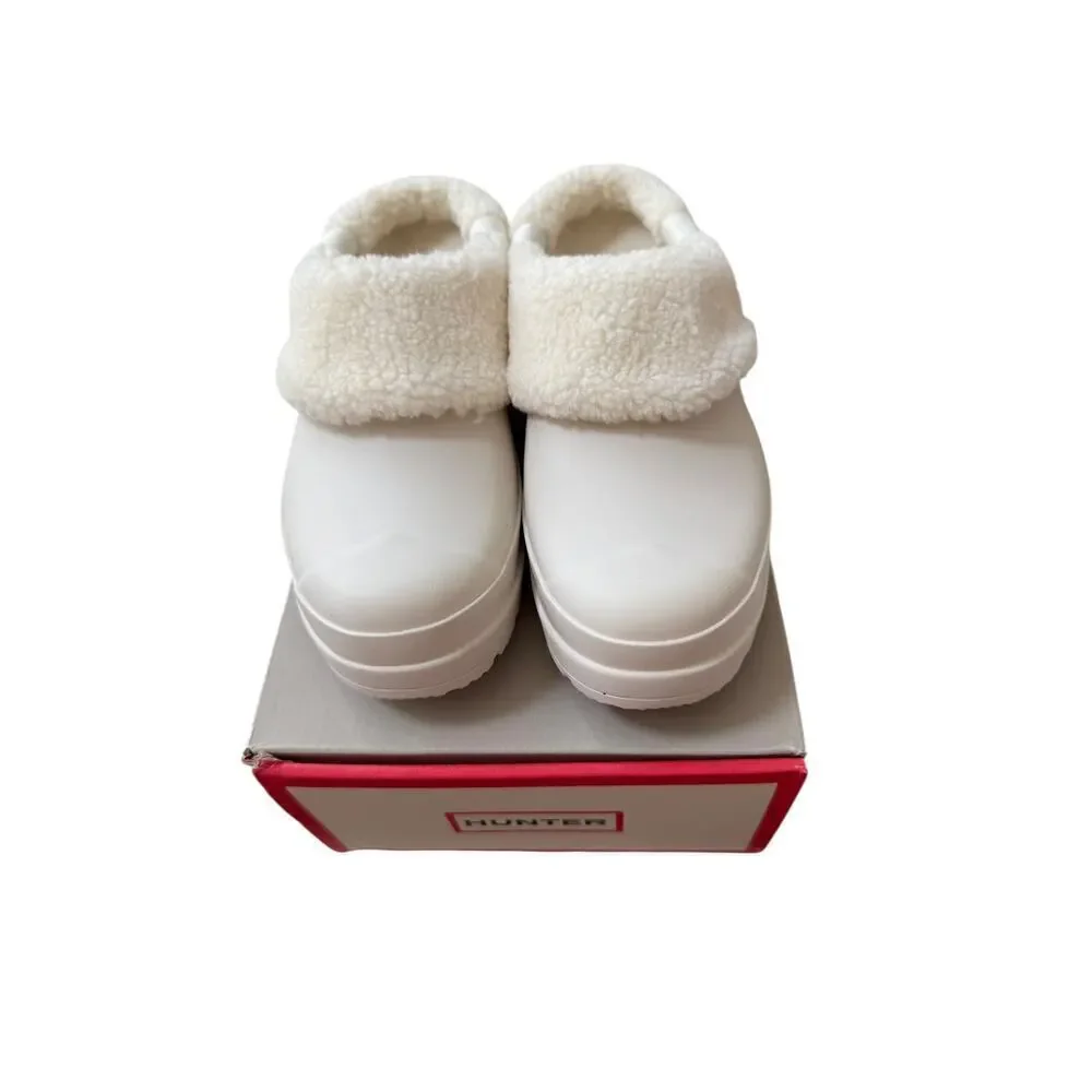 NIB Hunter Women's White Willow Play Sherpa Insulated Clog Size 7